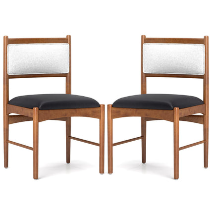 Dreamade Wooden Dining Chairs, Upholstered Kitchen Chairs w/Rubber Wood Frame & Faux Leather Padded Seat