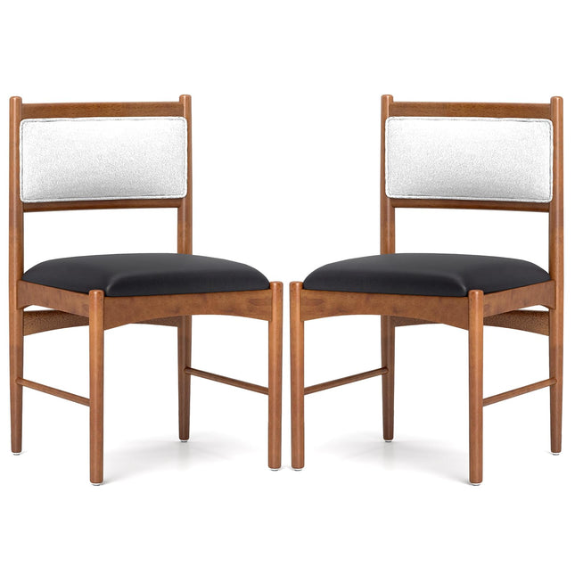 Dreamade Wooden Dining Chairs, Upholstered Kitchen Chairs w/Rubber Wood Frame & Faux Leather Padded Seat