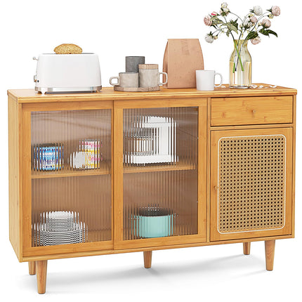 Dreamade Sideboard, Bamboo Buffet Cabinet with Storage