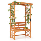 Dreamade Garden Arbor with Bench - Wooden Garden Arch Trellis for Climbing Plants Vines, 2-Person Outdoor Bench