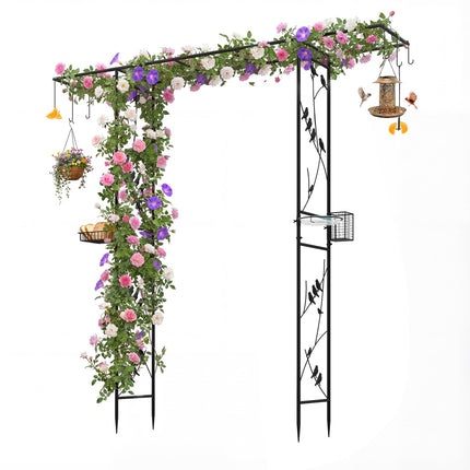 Dreamade 84'' Garden Arbor with Bird Feeding Station