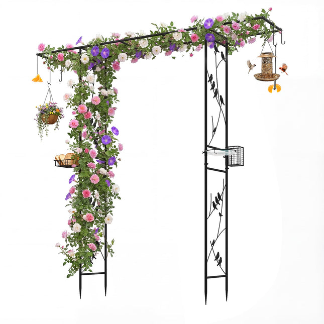Dreamade 84'' Garden Arbor with Bird Feeding Station