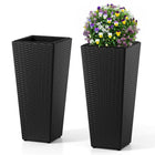 Dreamade Set of 2 Rattan Tall Plant Pots with Detachable Plastic Liners