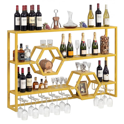 Dreamade Wall Mounted Wine Rack 47” Large Floating Bar Shelves