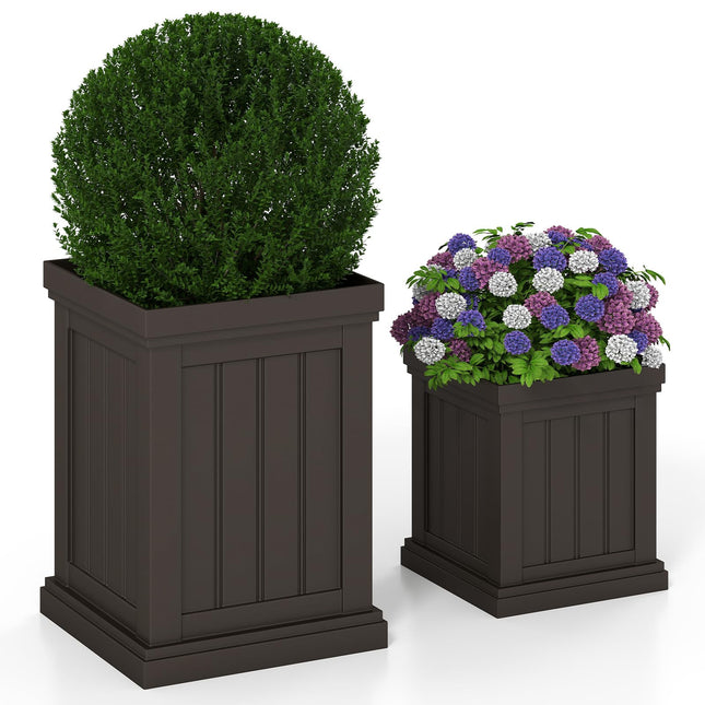 Dreamade 19" Large & 13” Small Flower Pots with Drainage Holes & Nesting Design