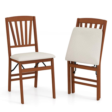 Dreamade Folding Dining Chairs Set of 2/4, Modern Kitchen Chairs w/Padded Seat & Slatted Backrest, Rubber Wood Frame