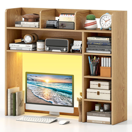 Dreamade 35.5" Desktop Bookshelf with LED Lights