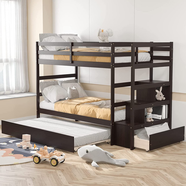 Dreamade Twin-Over-Twin Bunk Bed with Trundle