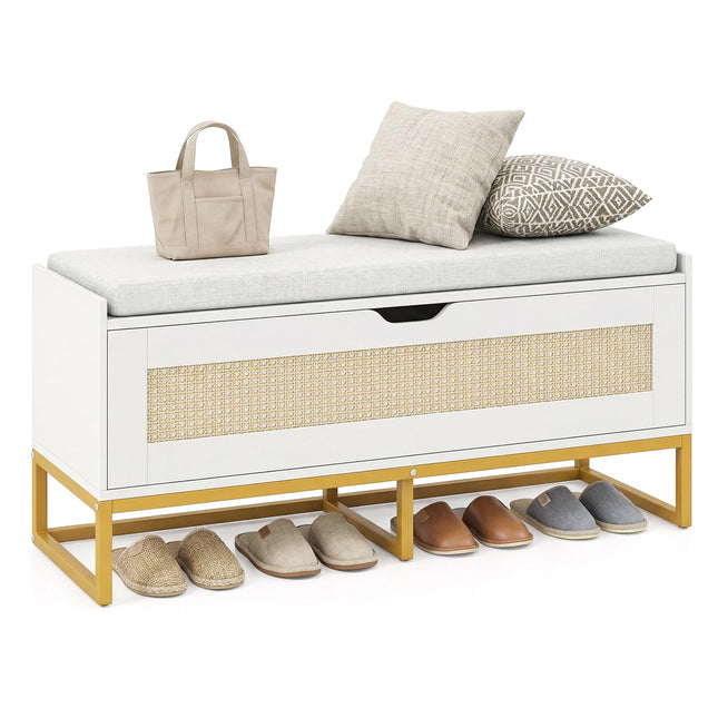Dreamade Flip-Top Entryway Bench with Removable Padded Seat & Hidden Storage