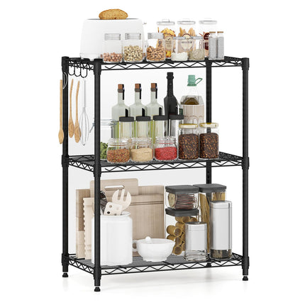 Dreamade Storage Shelves Adjustable Wire Shelf Rack w/4 Removable Hooks