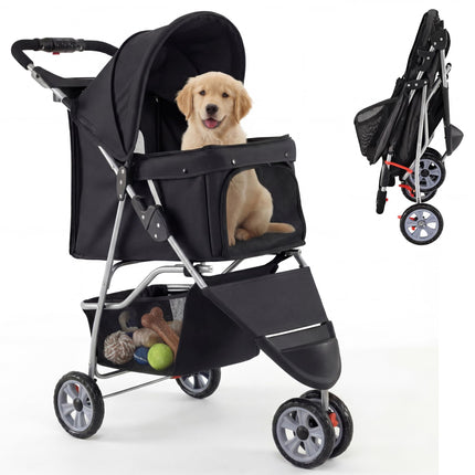 Dreamade 3 Wheel Foldable Dog Stroller for Small Dogs Cats