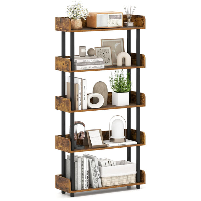 Dreamade 5-Tier Bookshelf with Anti-Tipping Kit & Open Storage Organizer for Living Room Bedroom