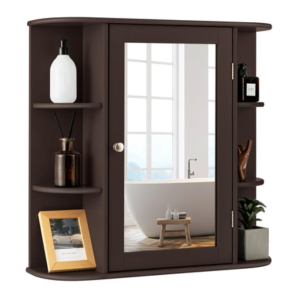 Dreamade Medicine Cabinet, Mirror Bathroom Cabinet with Single Door, 3 Adjustable Shelves, Storage Cabinet for Hallway, Living Room