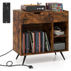 Dreamade Large Record Player Stand with Charging Station