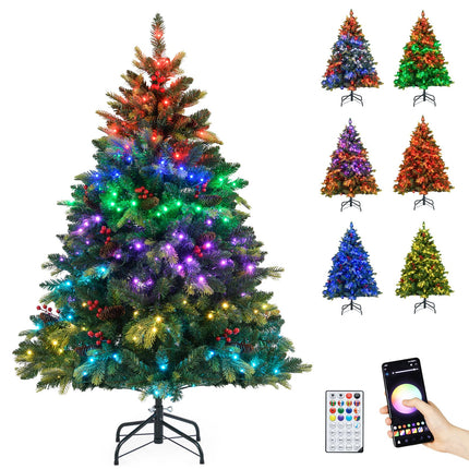 Dreamade Smart Pre-Lit Artificial Christmas Tree with Remote Control APP-Controlled Multicolored RGB Lights