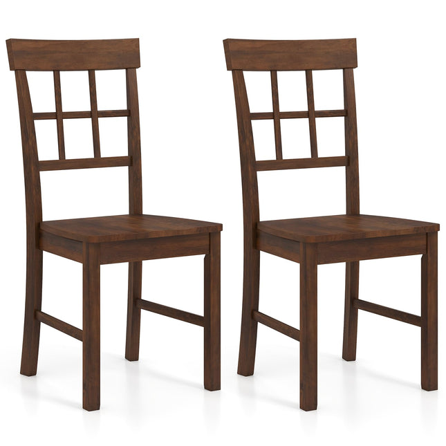 Dreamade Armless Wooden Dining Chairs Set of 2/4 with Solid Rubber Wood Frame