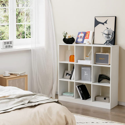 Dreamade 9-Cube Bookcase White - 4-Tier Freestanding Open Bookshelf