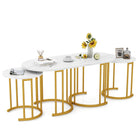 Dreamade Nesting Coffee Table Set of 3, Stacking Side Tables with Faux Marble Tabletop & Gold Metal Frame