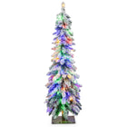 Dreamade Pre-Lit Flocked Pencil Christmas Tree Artificial Slim Xmas Tree