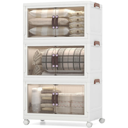 Dreamade 3-tier Collapsible Storage Bins with Wheels and Lid