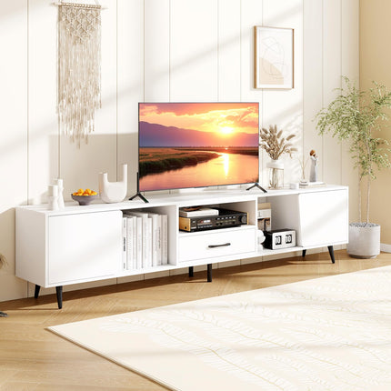 Dreamade 79" White TV Stand with Power Outlets