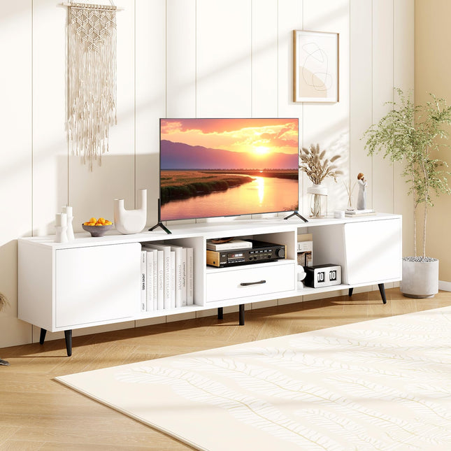Dreamade 79" White TV Stand with Power Outlets