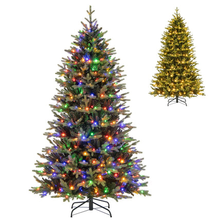 Dreamade 7ft Hinged Xmas Full Tree with 470 Warm White & Multicolored LED Lights