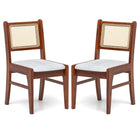 Dreamade Rattan Dining Chairs Set of 2/4, Wooden Kitchen Chairs w/Cane Back, Rubber Wood Frame