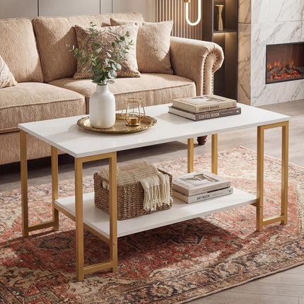 Dreamade 2-Tier 39.5" Coffee Table with Storage