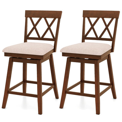 Dreamade Counter Height Bar Stool with Crossed Backs and Rubber Wood Legs