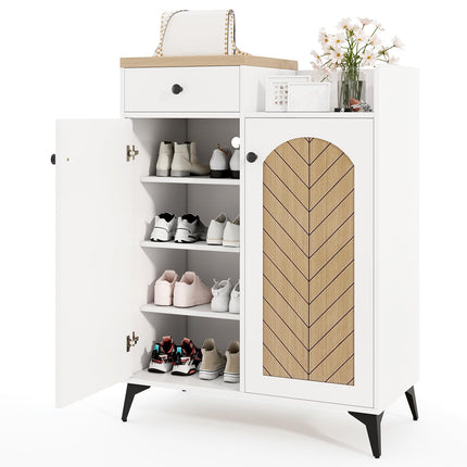 Dreamade Shoe Cabinet with Doors, 6-Tier Shoe Organizer Cabinet with Drawer