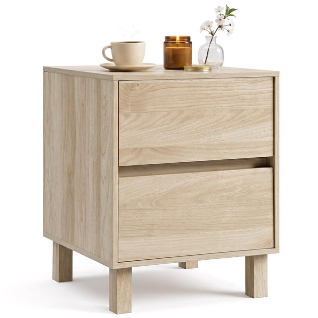Dreamade Modern Wood Night Stand w/2 Storage Drawers (1/2)