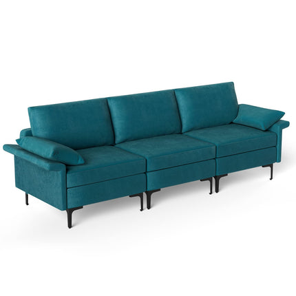 Dreamade 3-Seat Sectional Sofa Couch, 100.5" L Convertible Sleeper with USB Port & Outlet