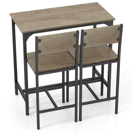 Dreamade Bar Table and Chair Set with 2 Counter Height Bar Stools