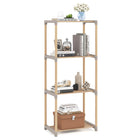 Dreamade 4-Tier Bookshelf | Pine Wood Bookcase with Open Shelves
