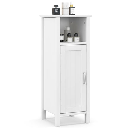 Dreamade Narrow Bathroom Storage Cabinet - Corner Unit with Open Compartment, Adjustable Shelf