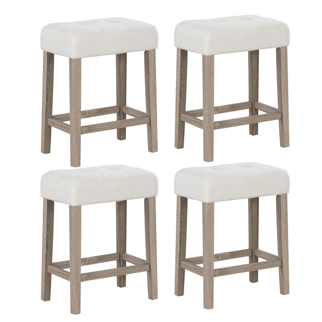 Dreamade Sherpa Bar Stools, 24" Counter Height Kitchen Bar Stools with Cushioned Seat