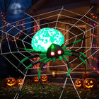 DREAMADE Giant Lighted Halloween Inflatable Spider with Detachable Cobweb