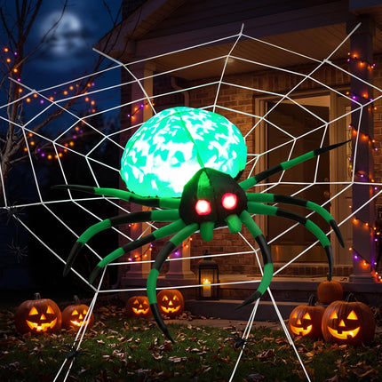 DREAMADE Giant Lighted Halloween Inflatable Spider with Detachable Cobweb