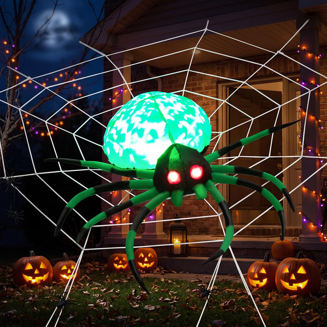 DREAMADE Giant Lighted Halloween Inflatable Spider with Detachable Cobweb