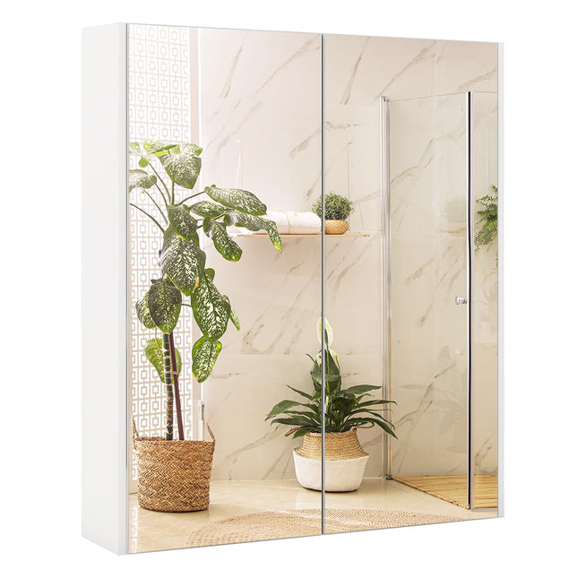 Dreamade Medicine Cabinet, 24.5" x 25.5" Bathroom Wall Cabinet with 2 Mirror Door