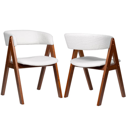 Dreamade Wooden Dining Chairs Set of 2/4 Modern Sherpa Upholstered Kitchen Chair