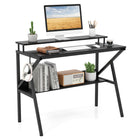 Dreamade Space Saving Computer Desk with Monitor Stand and Extra Storage Shelf for Work Study