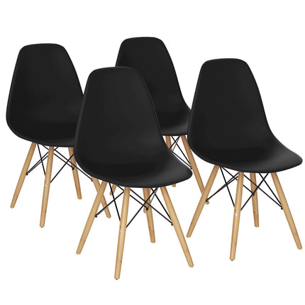 Dreamade Dining DSW Chairs with Linen Cushion, Modern Mid Century Shell Chairs w/ Wood Legs