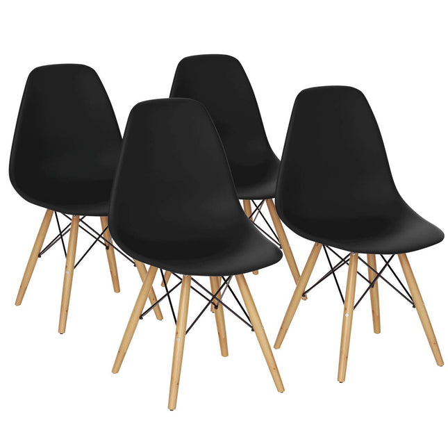 Dreamade Dining DSW Chairs with Linen Cushion, Modern Mid Century Shell Chairs w/ Wood Legs