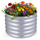 Dreamade Galvanized 2 x 2 x 1.5 FT Round Outdoor Planter Box with Open-Ended Base (1/2)