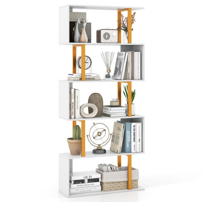 Dreamade 5-Tier Geometric Bookcase Freestanding Display Shelf Rack