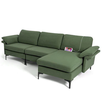 Dreamade 100.5" L Convertible Sofa Couch, 3-Seat Sectional Sleeper with USB Ports & Socket