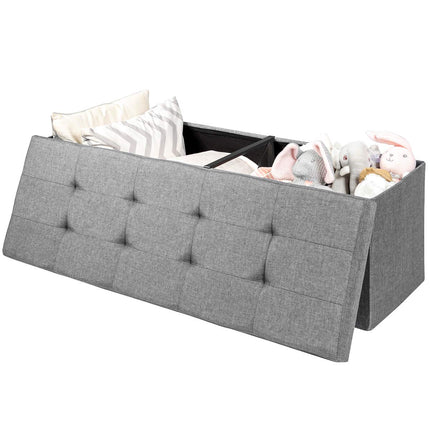 Storage Ottoman Bench, Folding Foot Rest 43.5'' with Divider