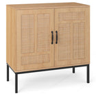 Dreamade Sideboard Cabinet Boho Rattan Buffet Cabinet with Storage Adjustable Shelves 2 Doors
